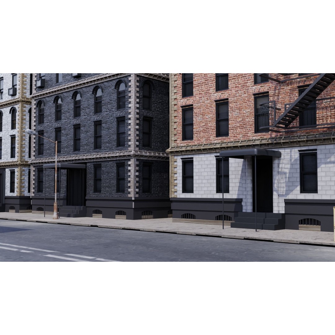 Old City 3D Model – Low Poly Architectural Asset, FBX, OBJ - View 7