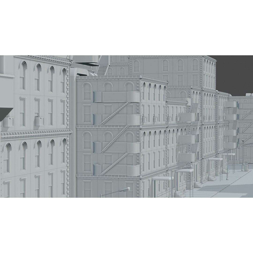 Old City 3D Model – Low Poly Architectural Asset, FBX, OBJ - View 8