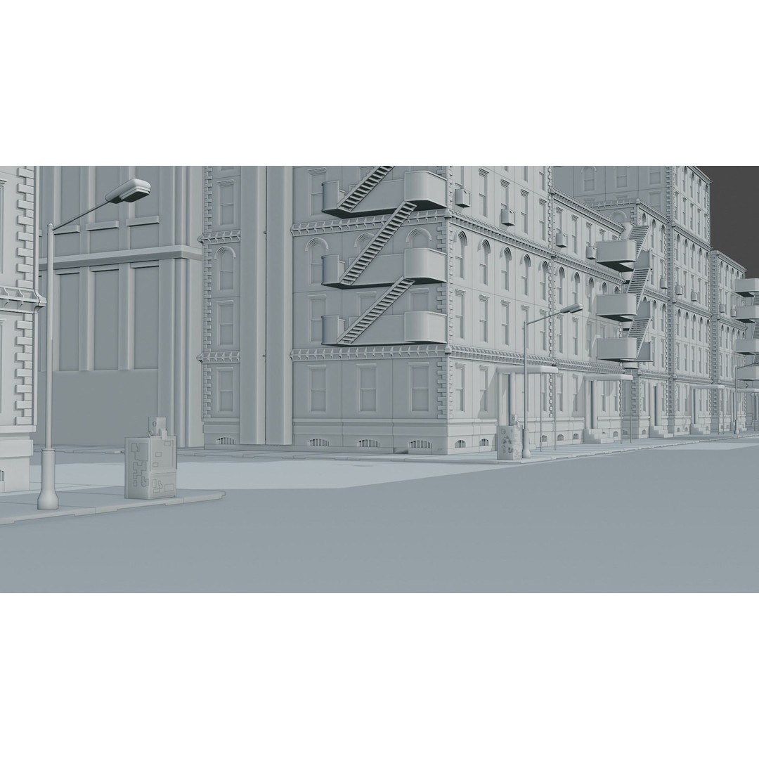 Old City 3D Model – Low Poly Architectural Asset, FBX, OBJ - View 9
