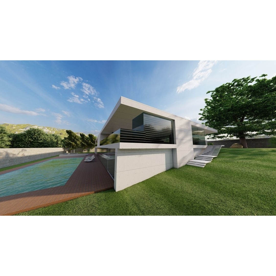 Modern Villa 3D Model – High-Quality Architectural Asset, FBX, OBJ - View 10