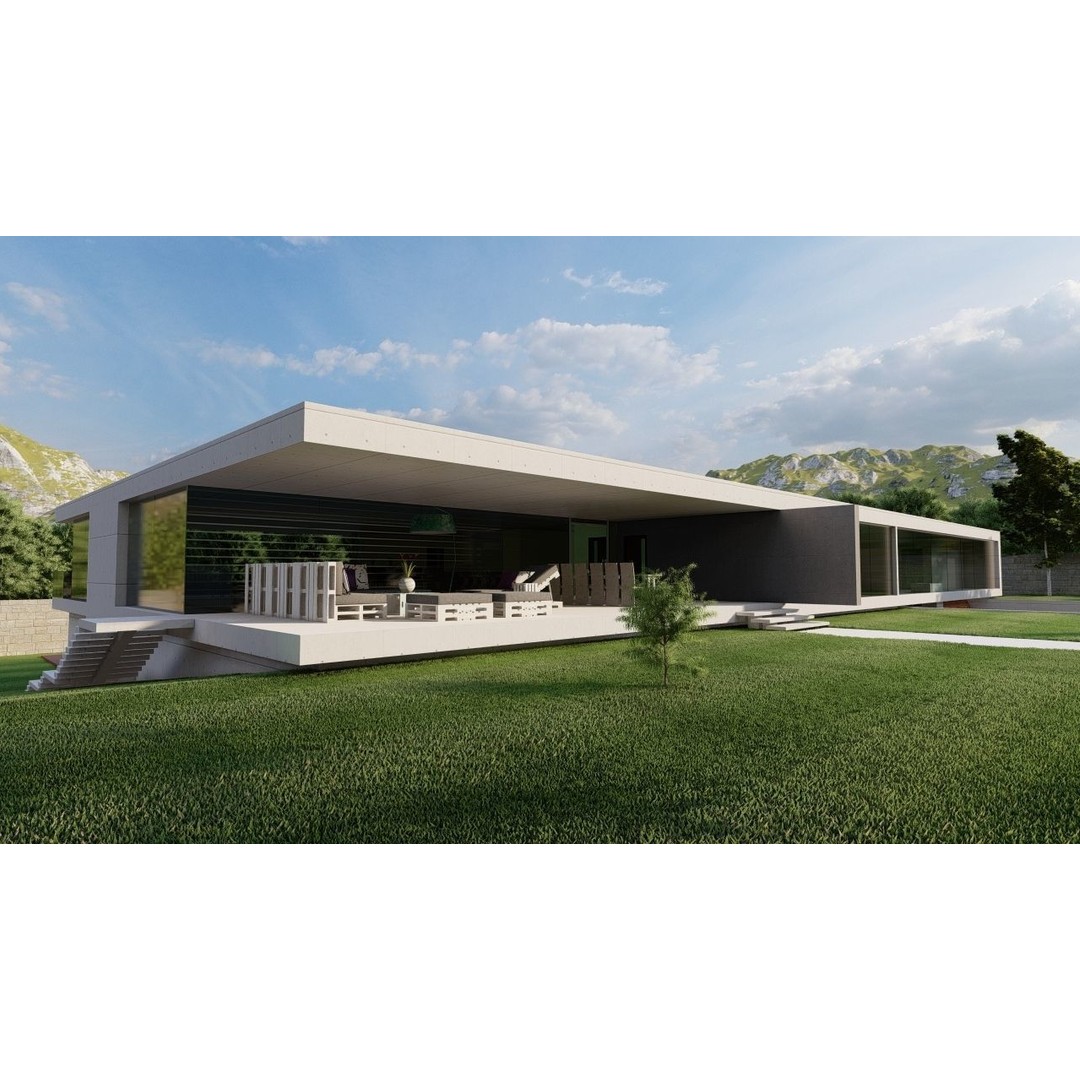 Modern Villa 3D Model – High-Quality Architectural Asset, FBX, OBJ - View 12