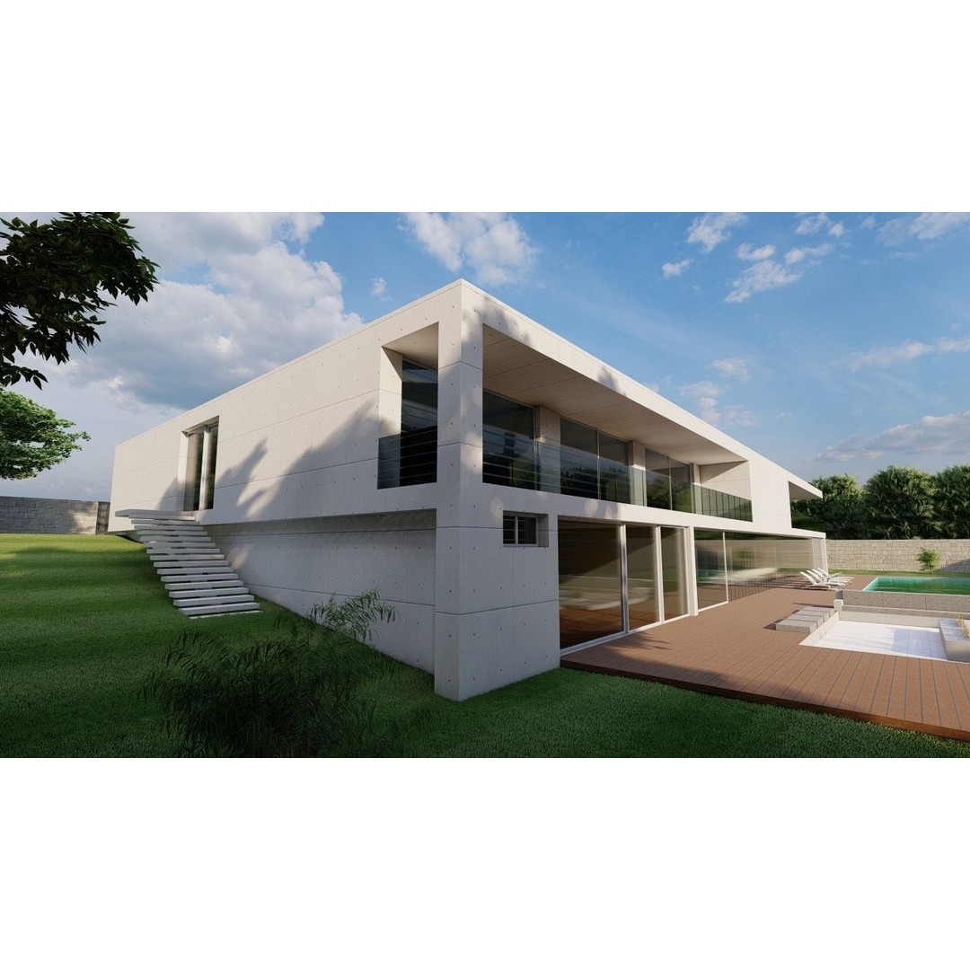 Modern Villa 3D Model – High-Quality Architectural Asset, FBX, OBJ - View 16