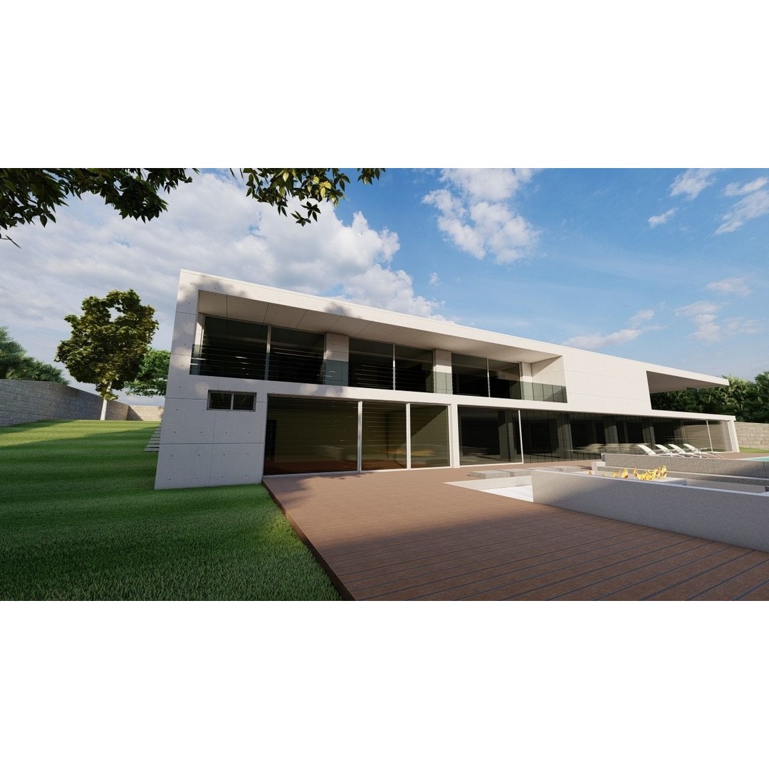 Modern Villa 3D Model – High-Quality Architectural Asset, FBX, OBJ - View 17