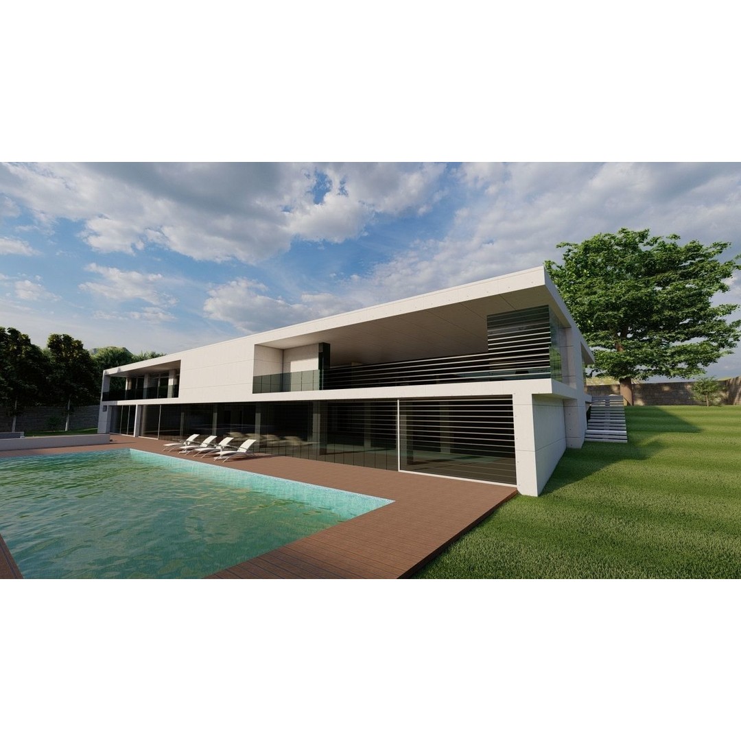 Modern Villa 3D Model – High-Quality Architectural Asset, FBX, OBJ - View 19