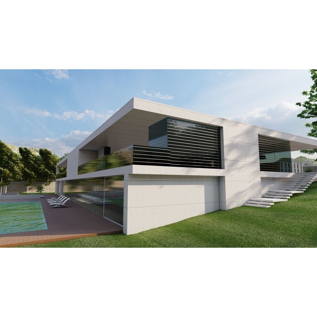 Modern Villa 3D Model – High-Quality Architectural Asset, FBX, OBJ - View 20