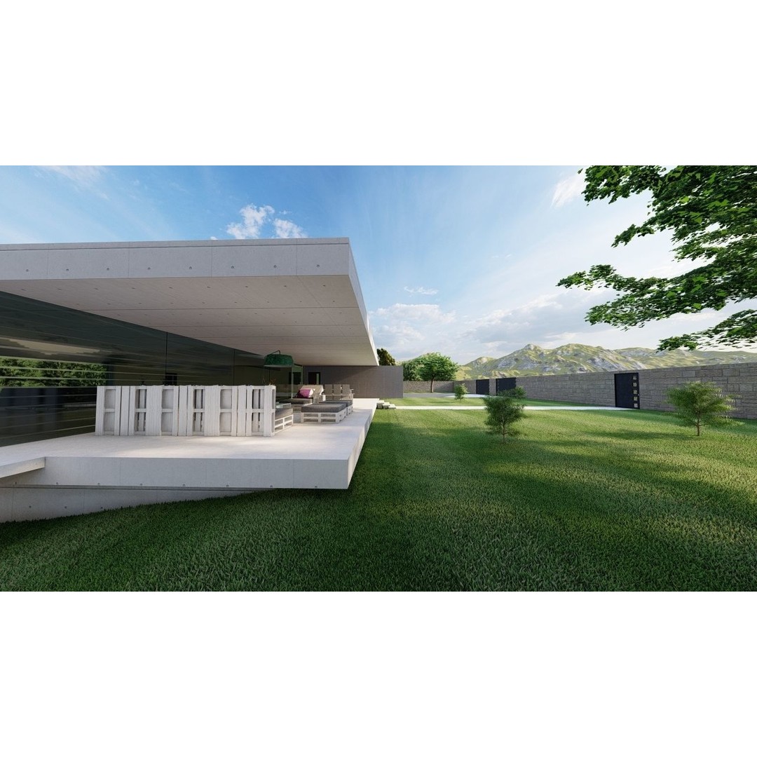 Modern Villa 3D Model – High-Quality Architectural Asset, FBX, OBJ - View 3