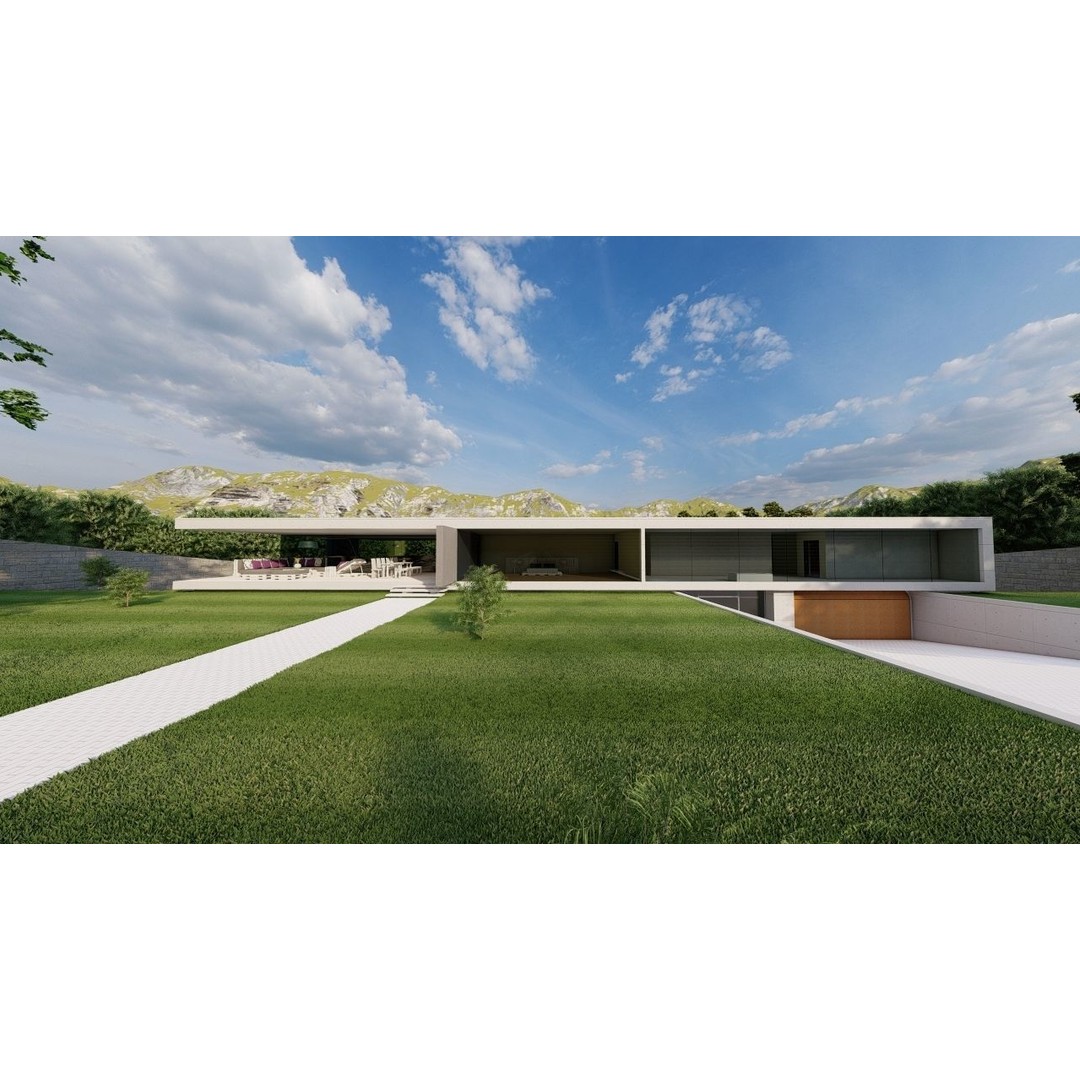 Modern Villa 3D Model – High-Quality Architectural Asset, FBX, OBJ - View 4