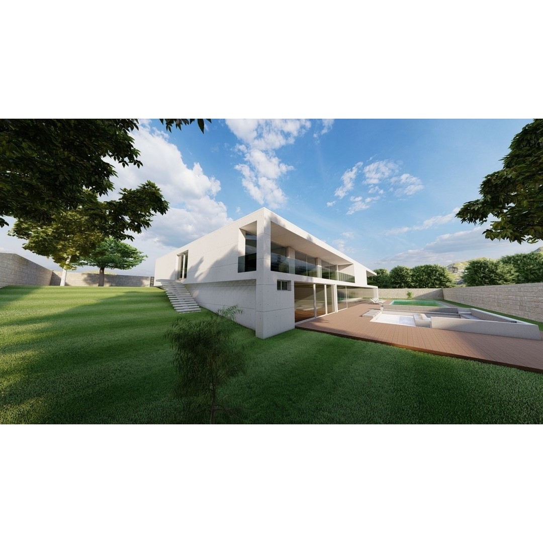 Modern Villa 3D Model – High-Quality Architectural Asset, FBX, OBJ - View 6