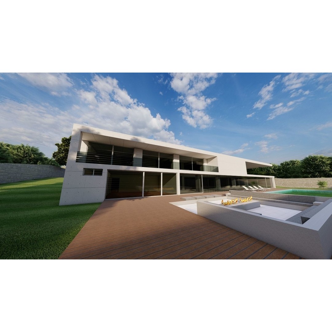 Modern Villa 3D Model – High-Quality Architectural Asset, FBX, OBJ - View 7