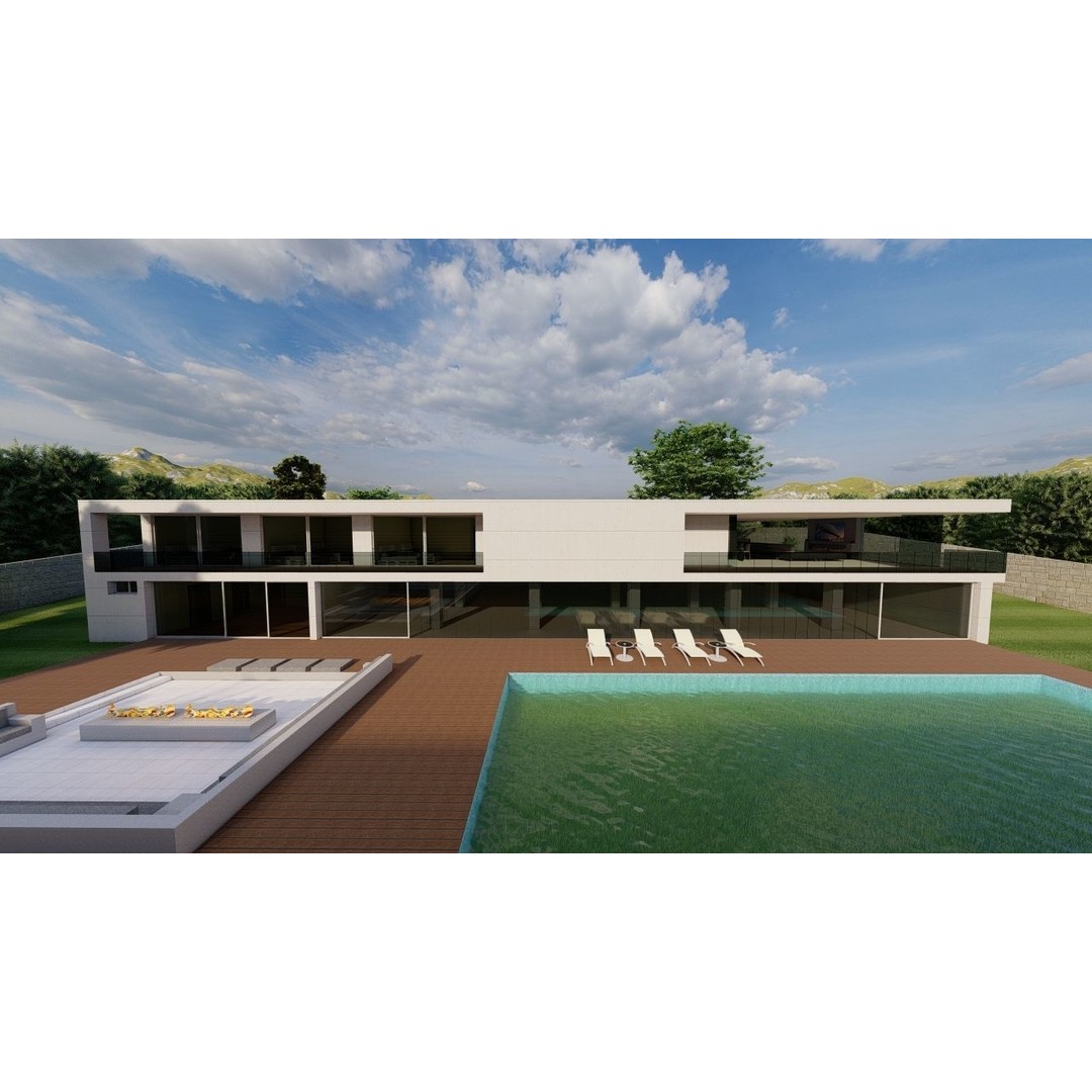 Modern Villa 3D Model – High-Quality Architectural Asset, FBX, OBJ - View 8