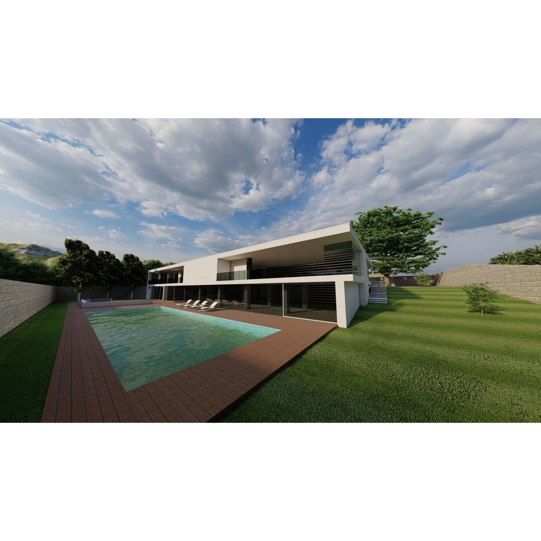 Modern Villa 3D Model – High-Quality Architectural Asset, FBX, OBJ - View 9