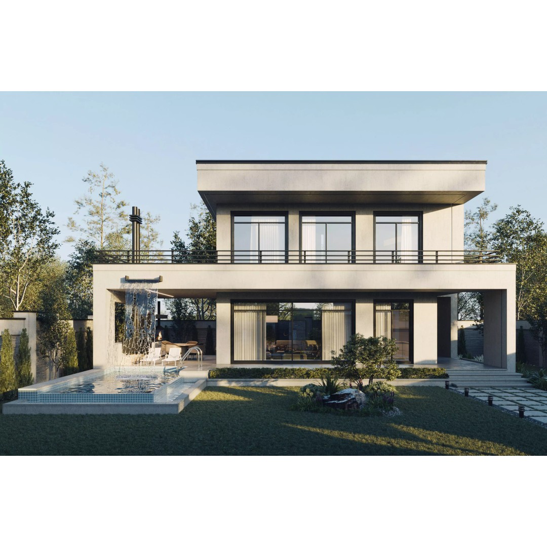 White Villa 3D Model – Architectural Exterior, PBR Textures, FBX - View 2