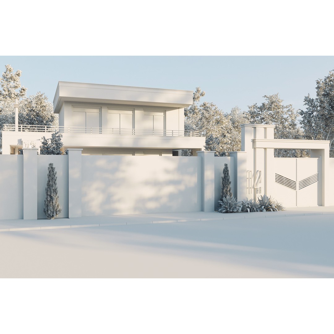 White Villa 3D Model – Architectural Exterior, PBR Textures, FBX - View 8