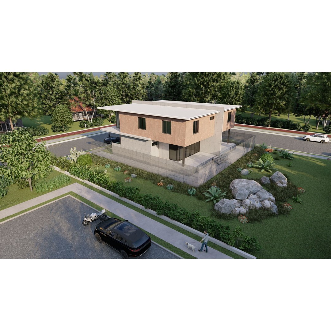Modern Villa 3D Model – Luxury House with PBR Materials, FBX, OBJ - View 12