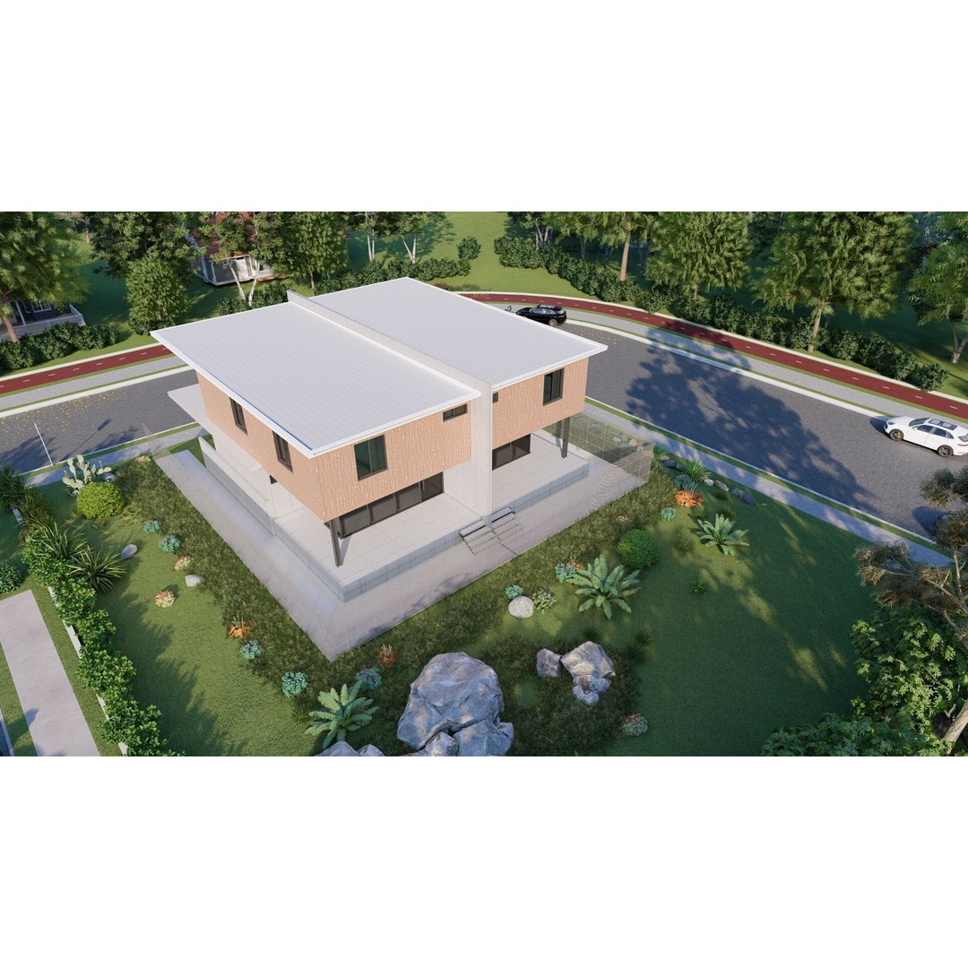 Modern Villa 3D Model – Luxury House with PBR Materials, FBX, OBJ - View 18