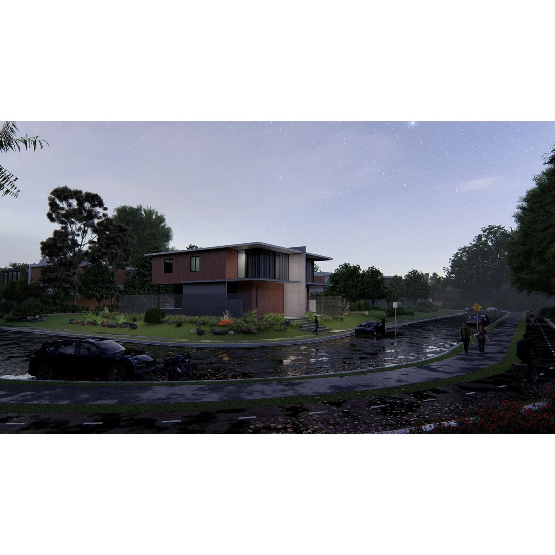Modern Villa 3D Model – Luxury House with PBR Materials, FBX, OBJ - View 6