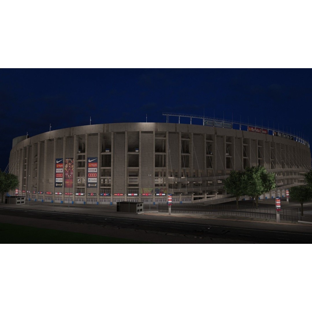 Camp Nou Barcelona Stadium 3D Model – High Detail Architectural Asset, 3dsmax - View 14