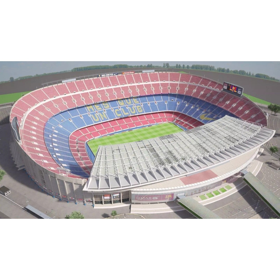 Camp Nou Barcelona Stadium 3D Model – High Detail Architectural Asset, 3dsmax - View 2