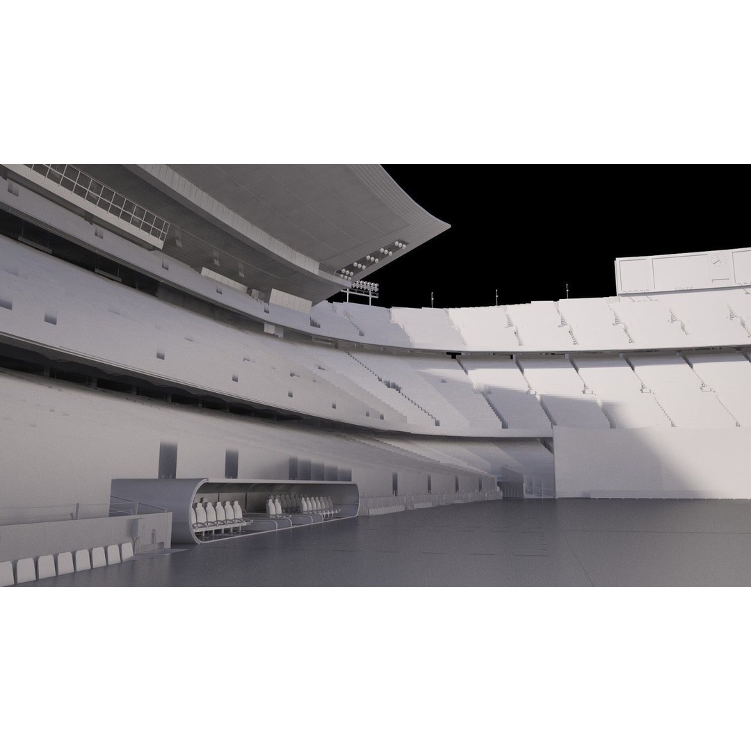 Camp Nou Barcelona Stadium 3D Model – High Detail Architectural Asset, 3dsmax - View 21