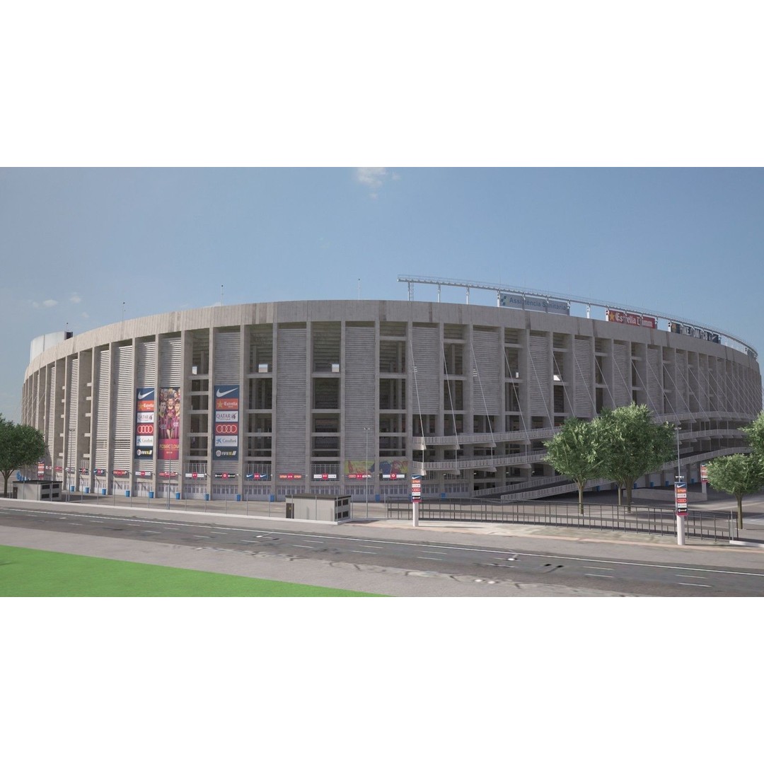 Camp Nou Barcelona Stadium 3D Model – High Detail Architectural Asset, 3dsmax - View 4