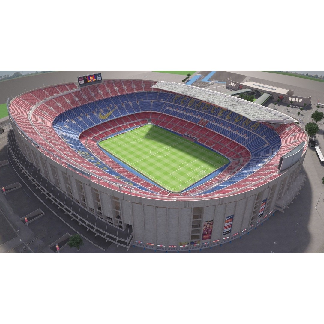 Camp Nou Barcelona Stadium 3D Model – High Detail Architectural Asset, 3dsmax - View 8
