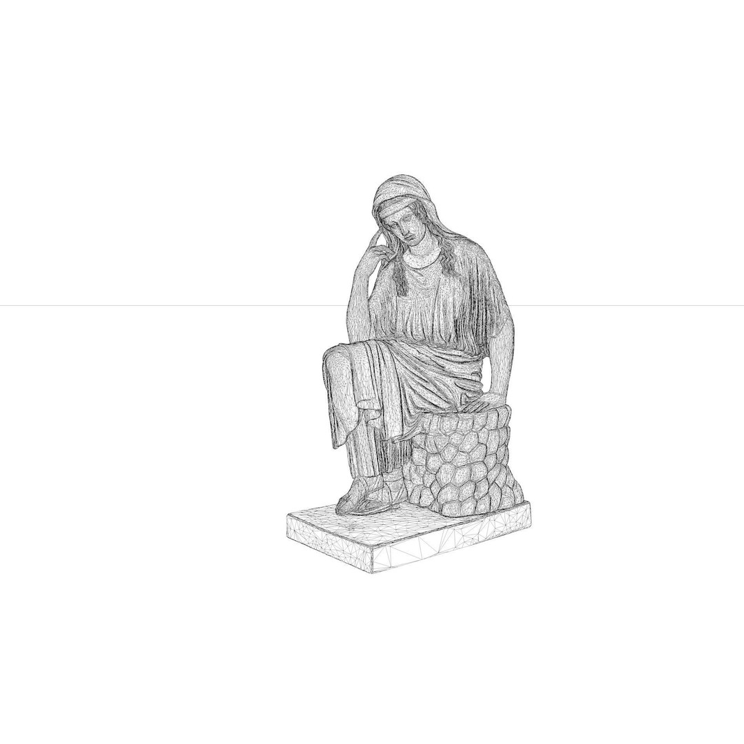 Penelope Sculpture 3D Model – Classical Greek Art, PBR Textures, STL/FBX/OBJ - View 10