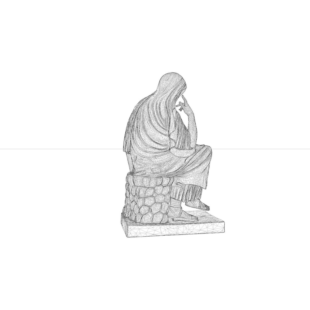 Penelope Sculpture 3D Model – Classical Greek Art, PBR Textures, STL/FBX/OBJ - View 12