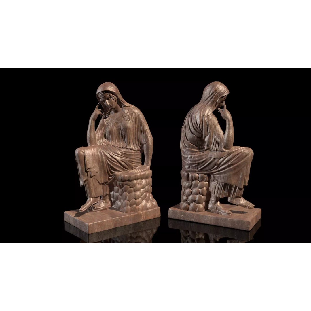 Penelope Sculpture 3D Model – Classical Greek Art, PBR Textures, STL/FBX/OBJ - View 3