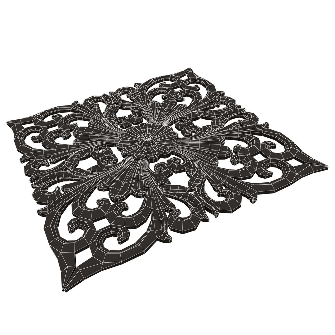 Carved Plaster Molding 3D Model – Low Poly Architectural Decoration, FBX