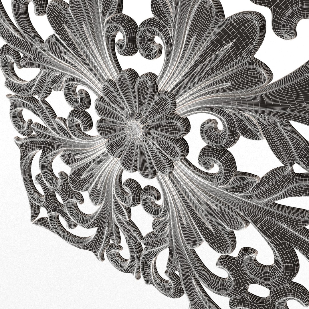 Carved Plaster Molding 3D Model – Low Poly Architectural Decoration, FBX - View 10
