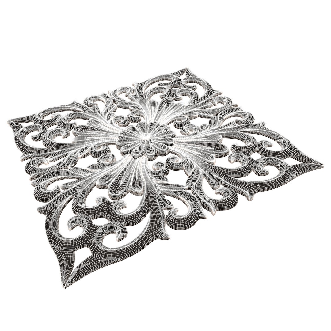 Carved Plaster Molding 3D Model – Low Poly Architectural Decoration, FBX - View 13