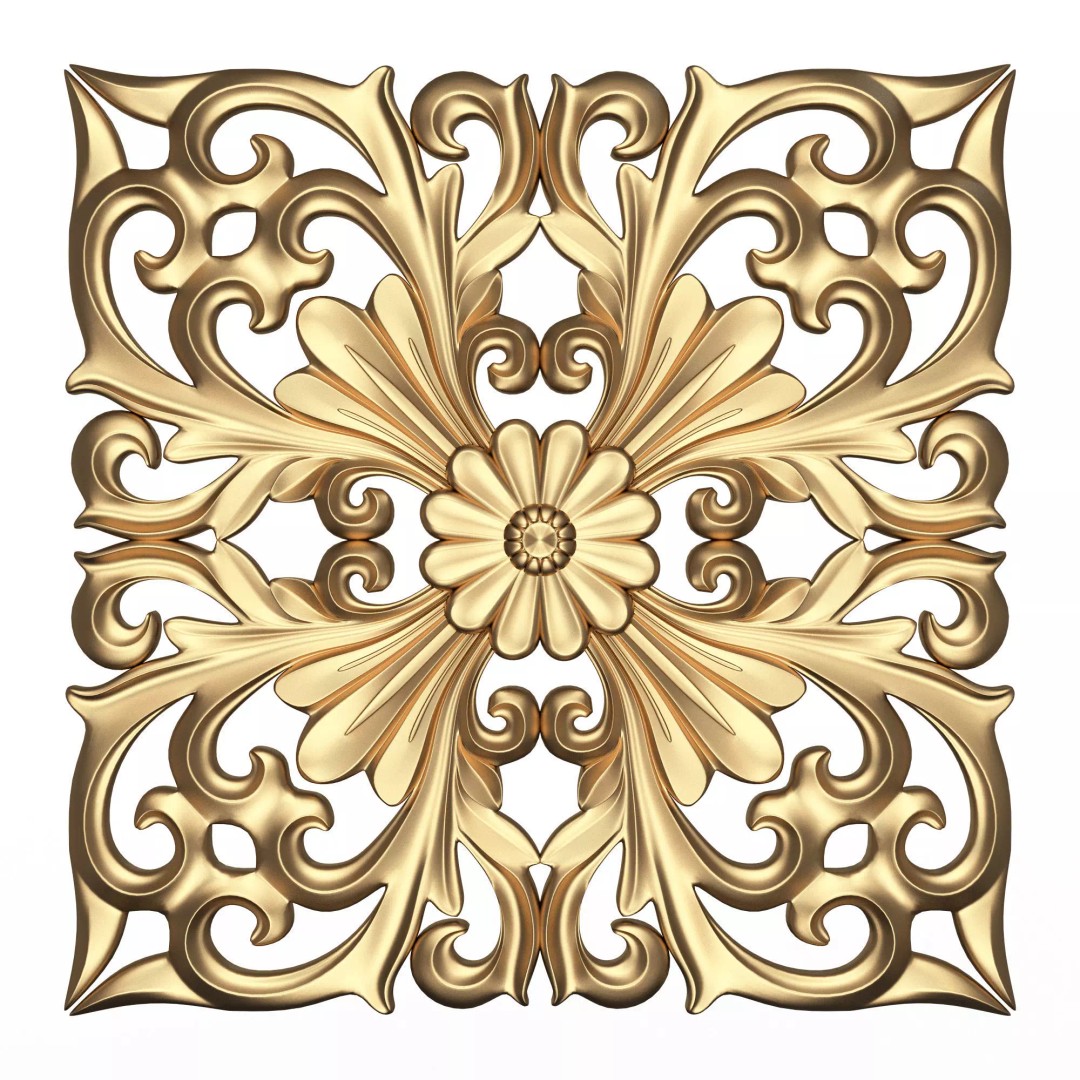 Carved Plaster Molding 3D Model – Low Poly Architectural Decoration, FBX - View 2