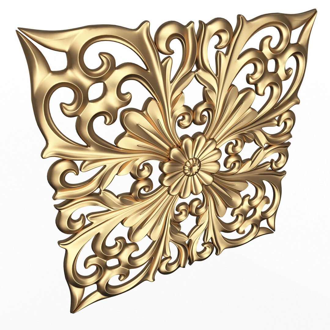 Carved Plaster Molding 3D Model – Low Poly Architectural Decoration, FBX - View 3