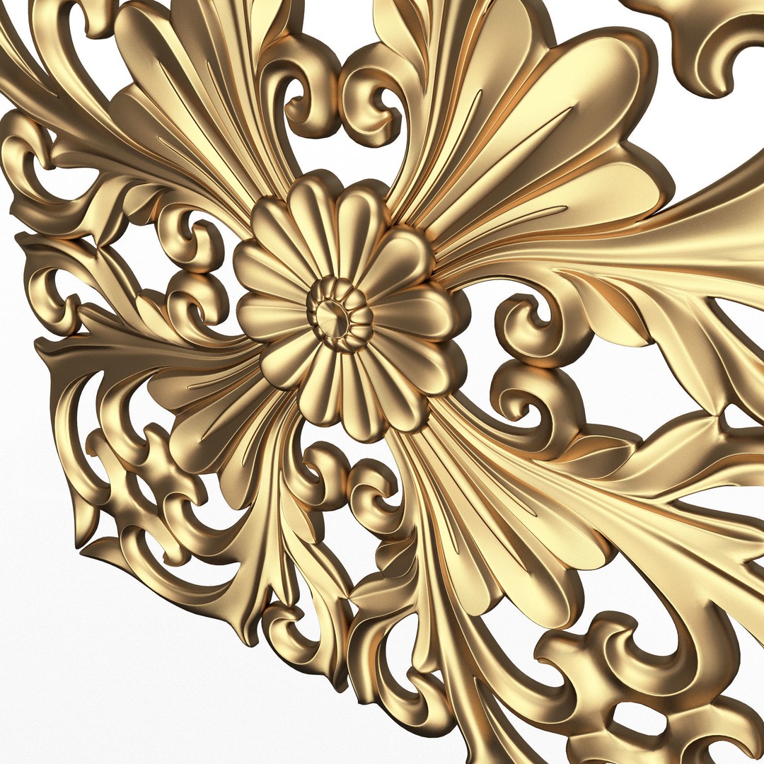 Carved Plaster Molding 3D Model – Low Poly Architectural Decoration, FBX - View 4
