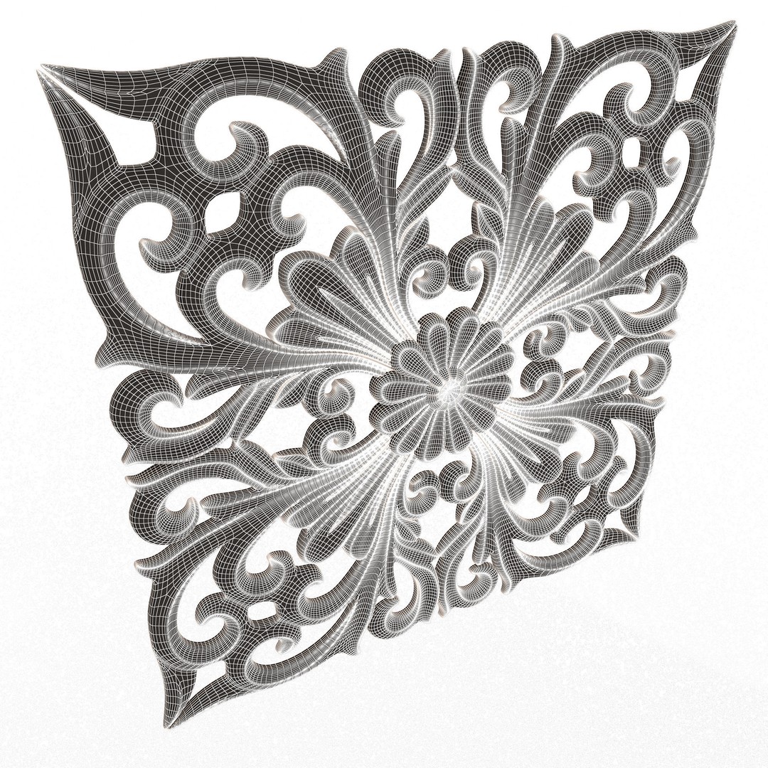 Carved Plaster Molding 3D Model – Low Poly Architectural Decoration, FBX - View 9