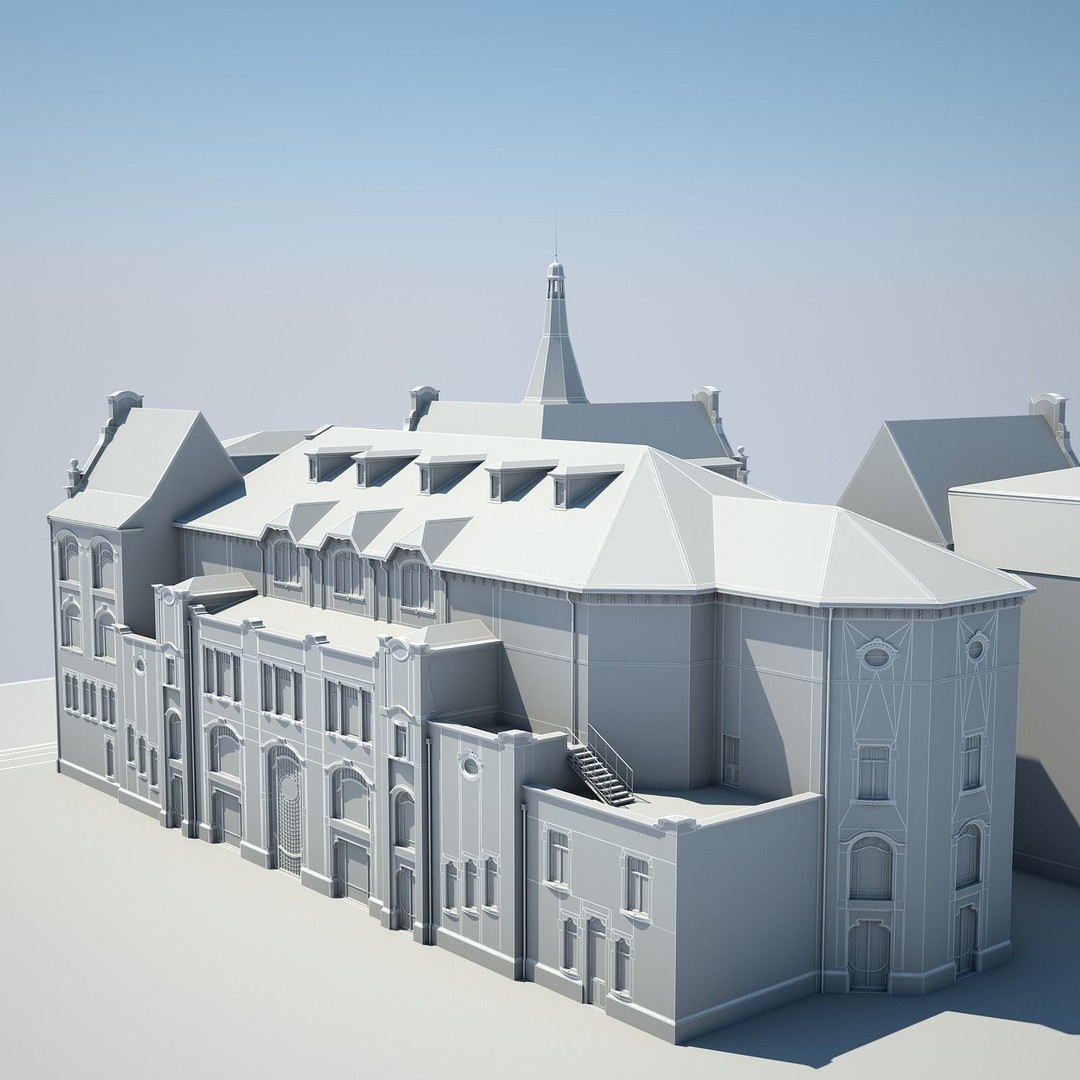 Urban Historical Building 3D Model – Detailed Architectural Asset, FBX
