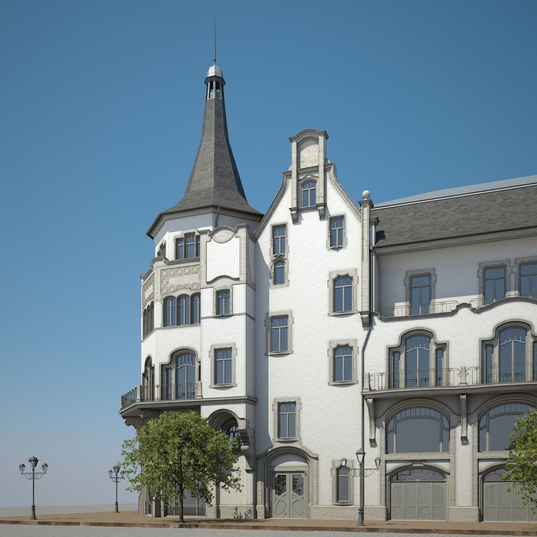 Urban Historical Building 3D Model – Detailed Architectural Asset, FBX - View 10