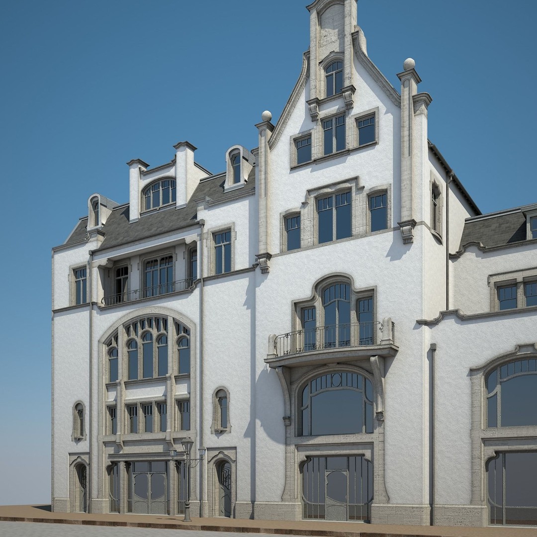 Urban Historical Building 3D Model – Detailed Architectural Asset, FBX - View 11