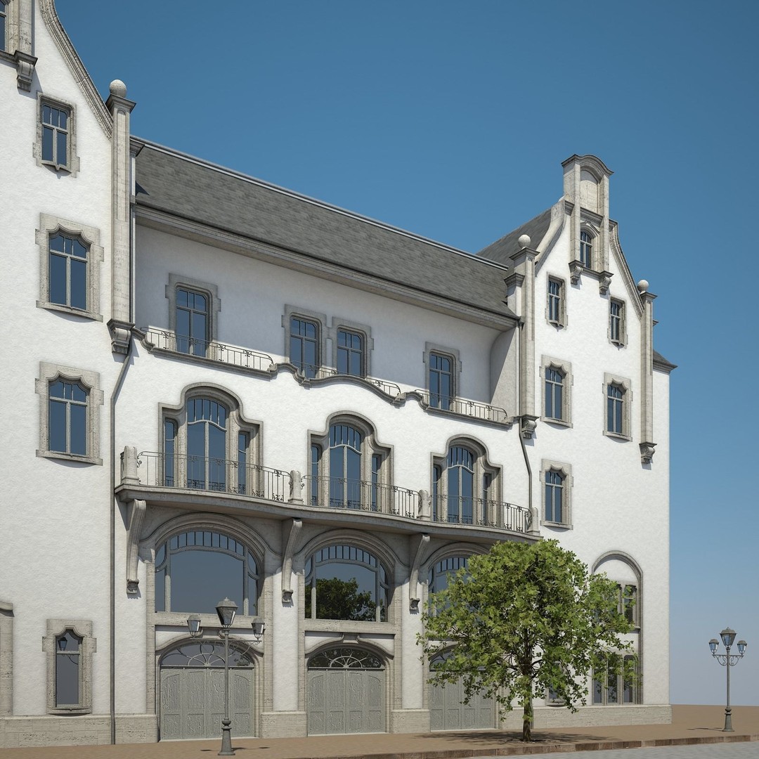 Urban Historical Building 3D Model – Detailed Architectural Asset, FBX - View 12