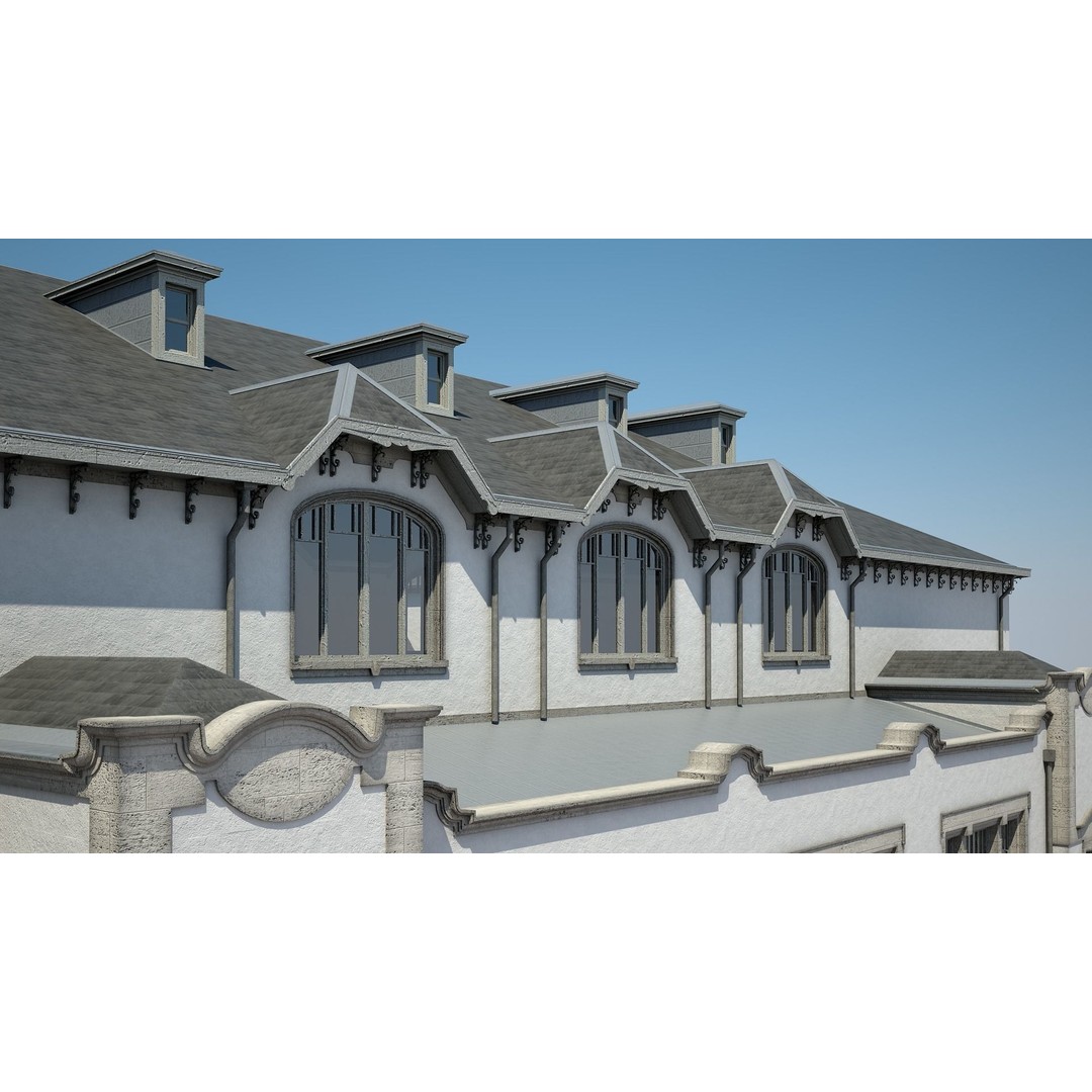 Urban Historical Building 3D Model – Detailed Architectural Asset, FBX - View 15
