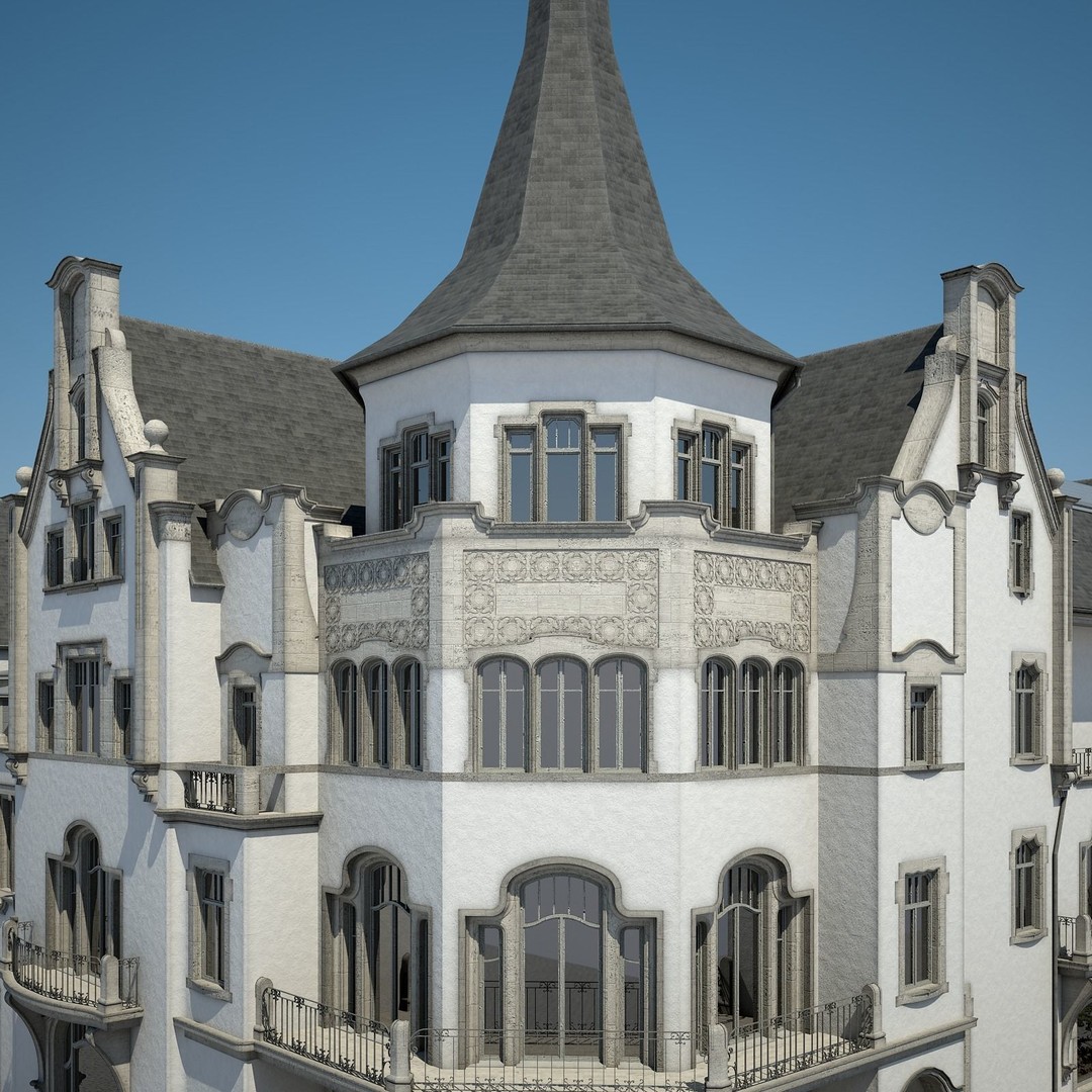 Urban Historical Building 3D Model – Detailed Architectural Asset, FBX - View 16