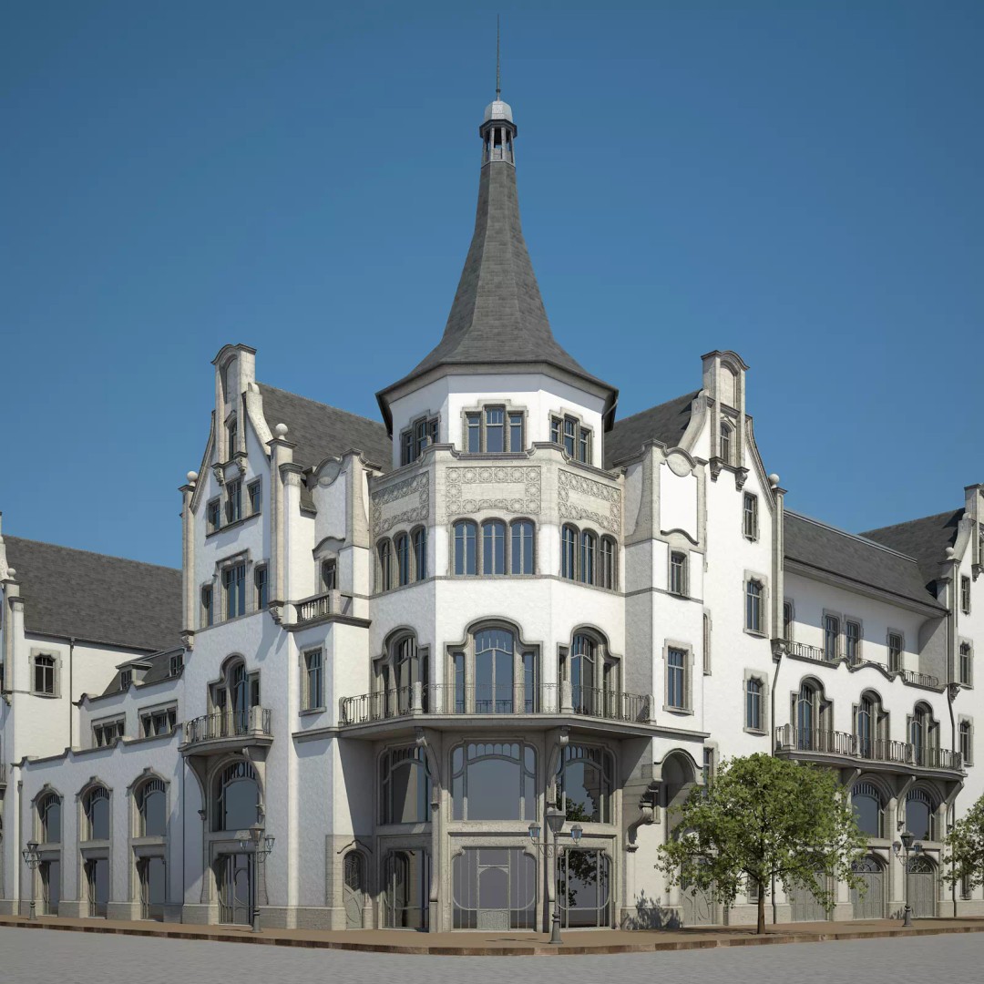 Urban Historical Building 3D Model – Detailed Architectural Asset, FBX - View 2
