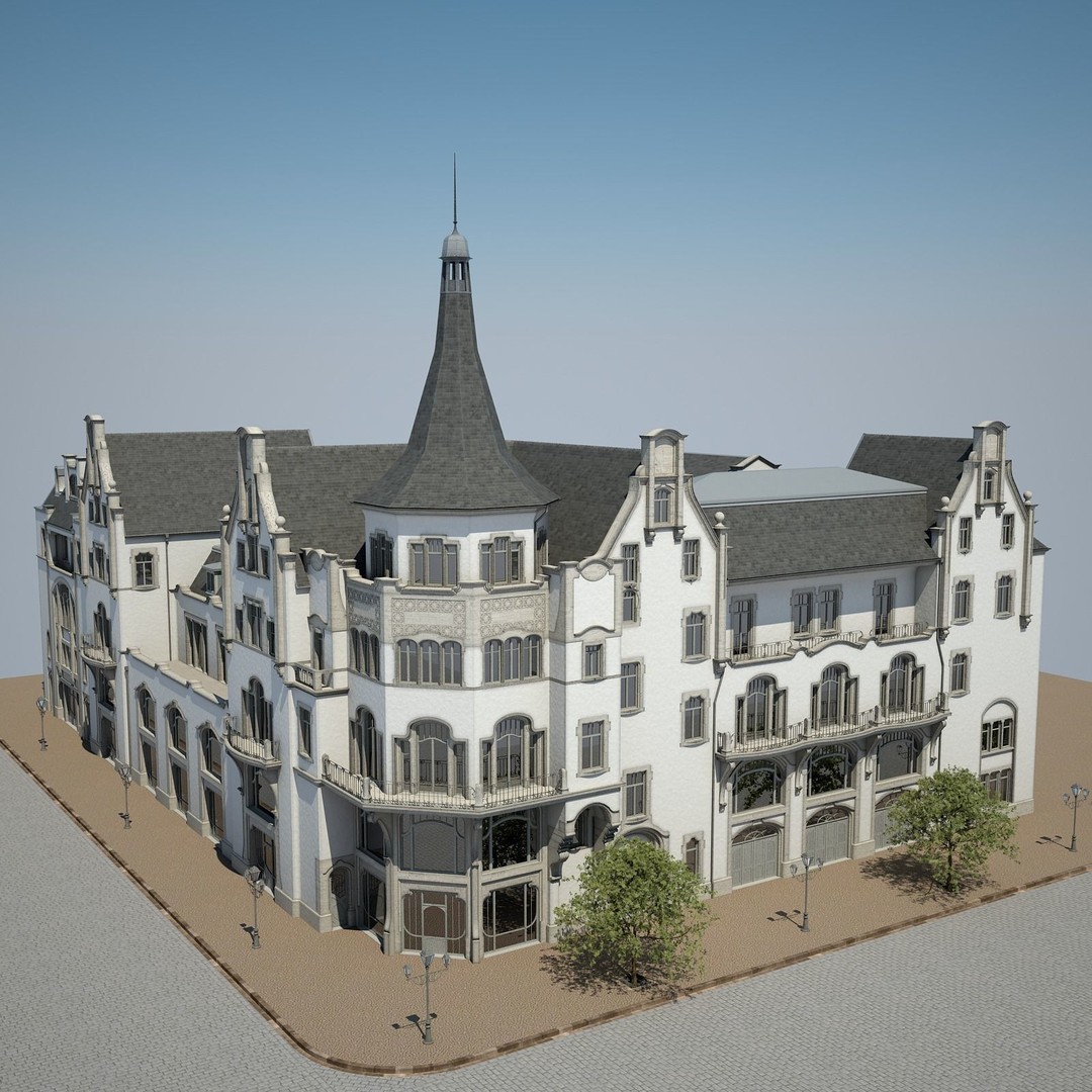 Urban Historical Building 3D Model – Detailed Architectural Asset, FBX - View 20