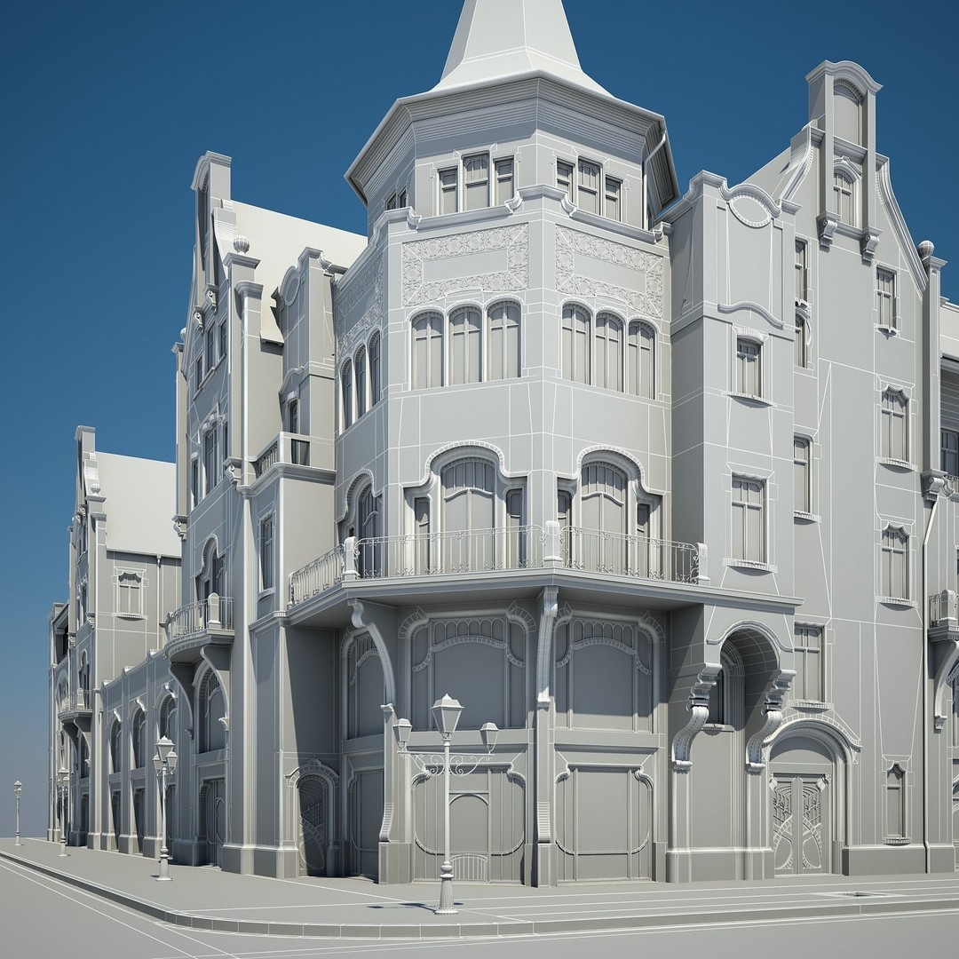 Urban Historical Building 3D Model – Detailed Architectural Asset, FBX - View 22