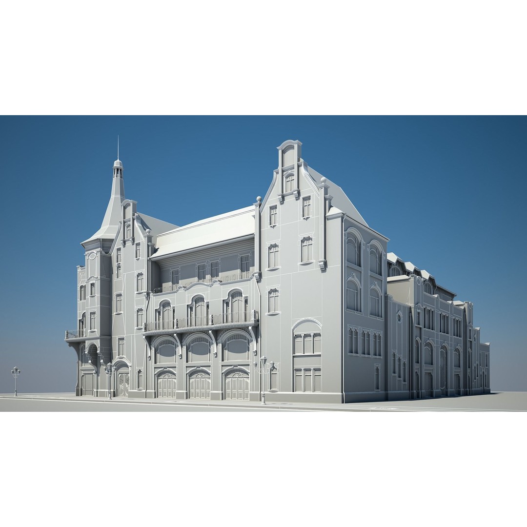 Urban Historical Building 3D Model – Detailed Architectural Asset, FBX - View 23
