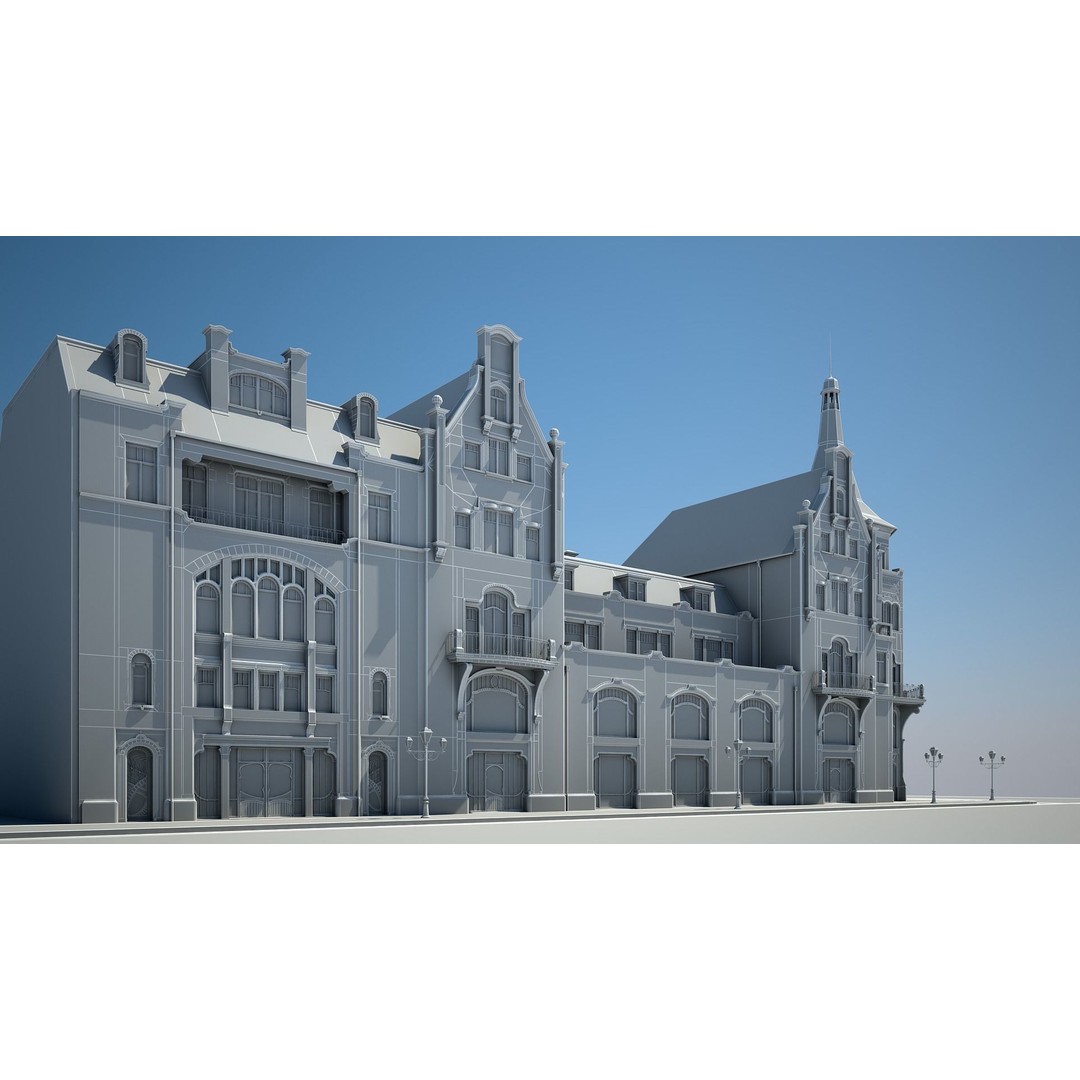 Urban Historical Building 3D Model – Detailed Architectural Asset, FBX - View 24