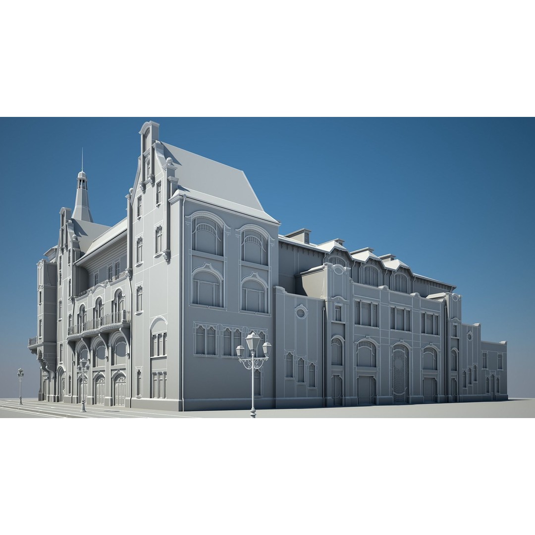 Urban Historical Building 3D Model – Detailed Architectural Asset, FBX - View 25