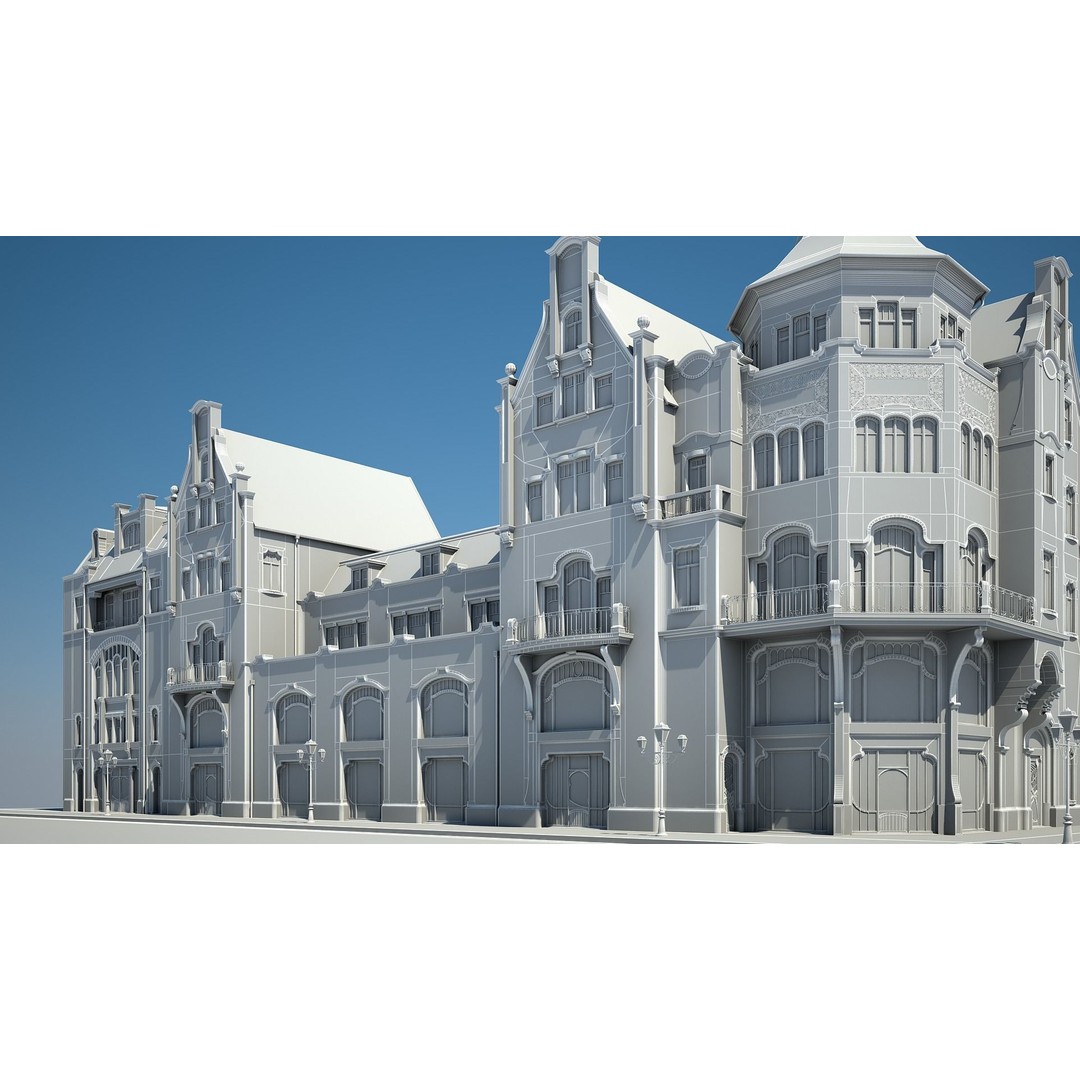 Urban Historical Building 3D Model – Detailed Architectural Asset, FBX - View 26
