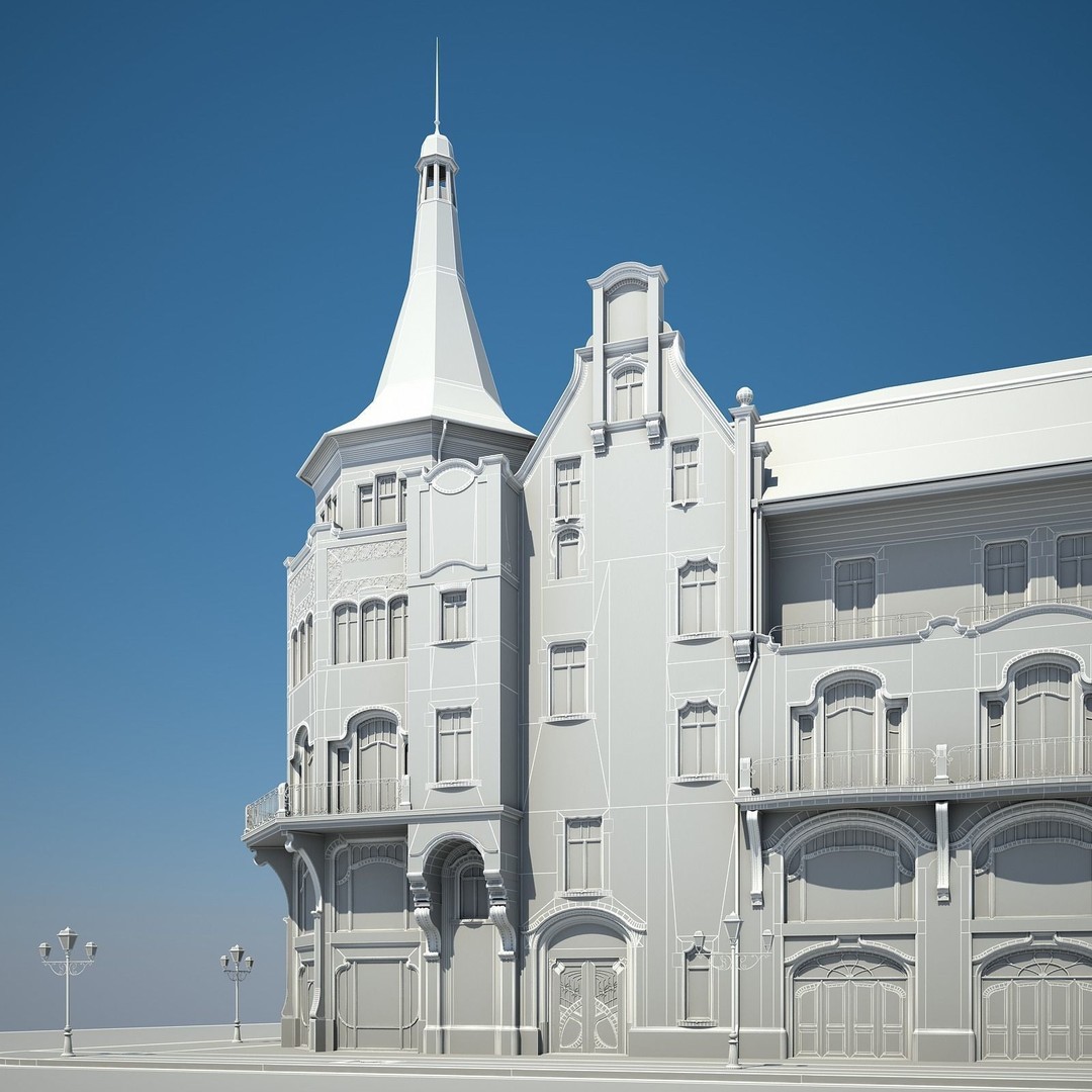 Urban Historical Building 3D Model – Detailed Architectural Asset, FBX - View 28
