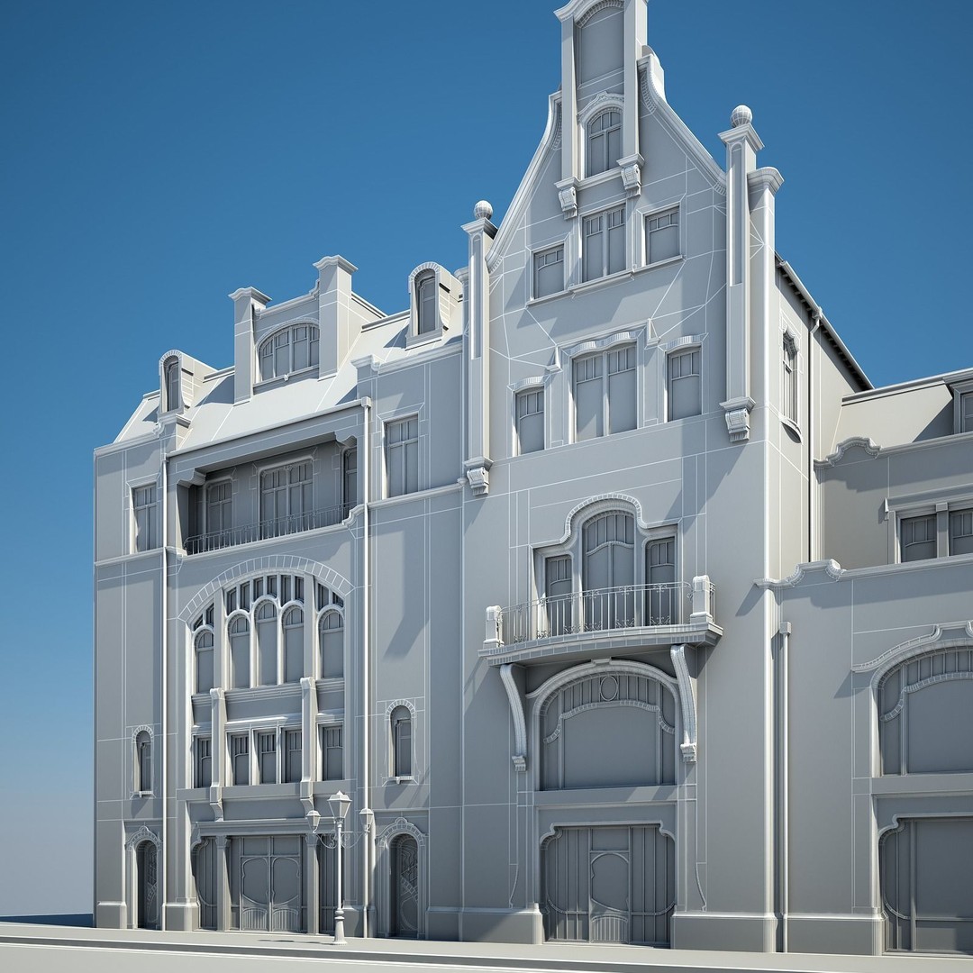 Urban Historical Building 3D Model – Detailed Architectural Asset, FBX - View 29